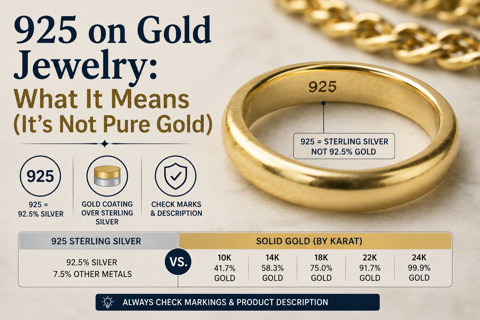 925 on Gold Jewelry: What It Means (It's Not Pure Gold)
