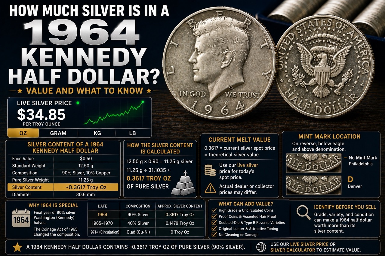 How Much Silver Is in a 1964 Kennedy Half Dollar?